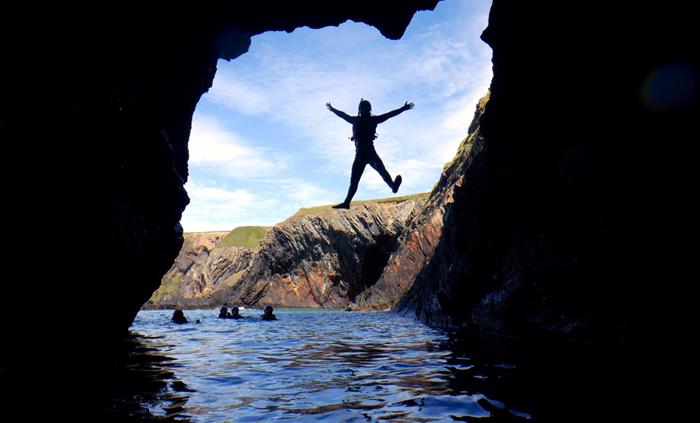 Stunning coasteering location on the cliffs just south of Cardigan.
